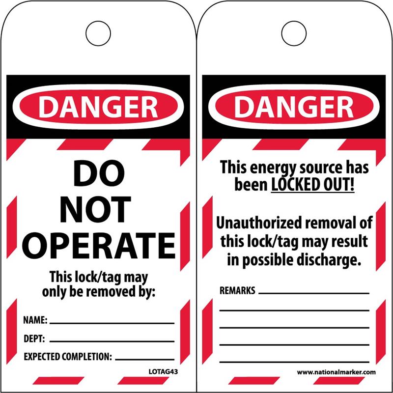 EZ PULL DO NOT OPERATE TAGS - Flammable Storage Cabinets